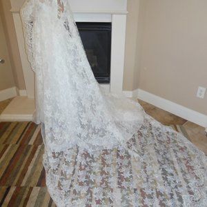 Antique Venetian Lace mantilla 3 meters(108") long